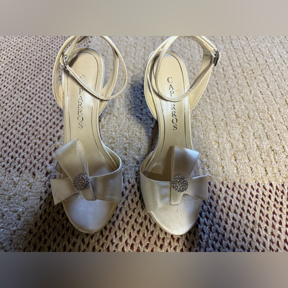 Caparros Cream Heels with T-Strap Design